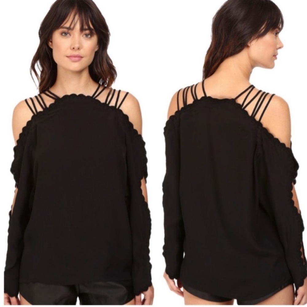 •ALICE McCALL• Another Love Cold Shoulder Oversized Top in Black Size 8